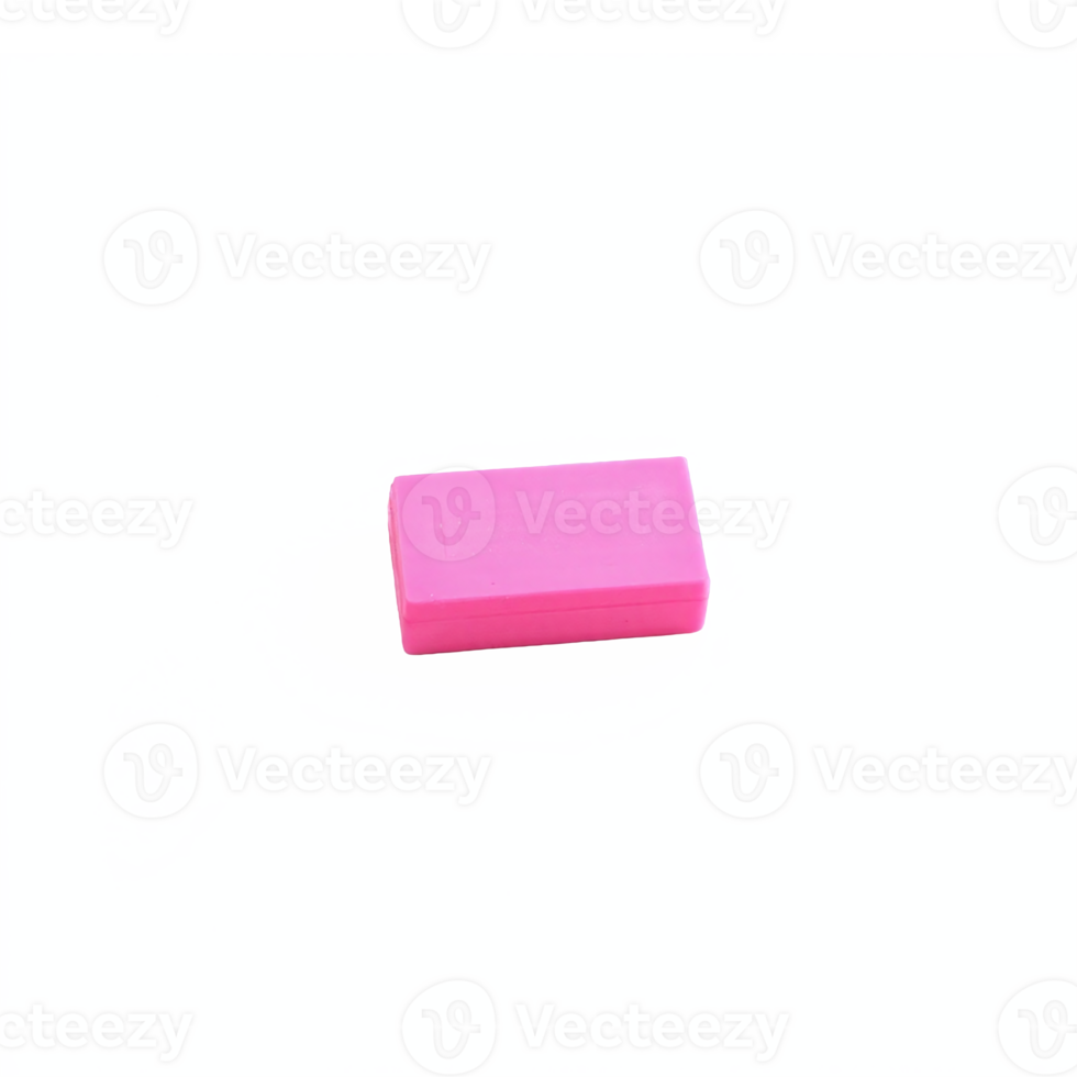 Pink Eraser on White Surface with Shadow Transparent Background Clipping Path png