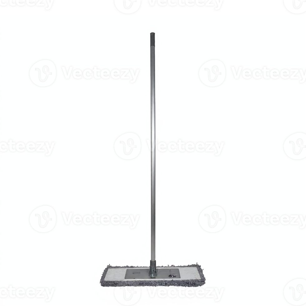 Flat Floor Mop with Long Handle for Cleaning Hard Surfaces Transparent Background Clipping Path png