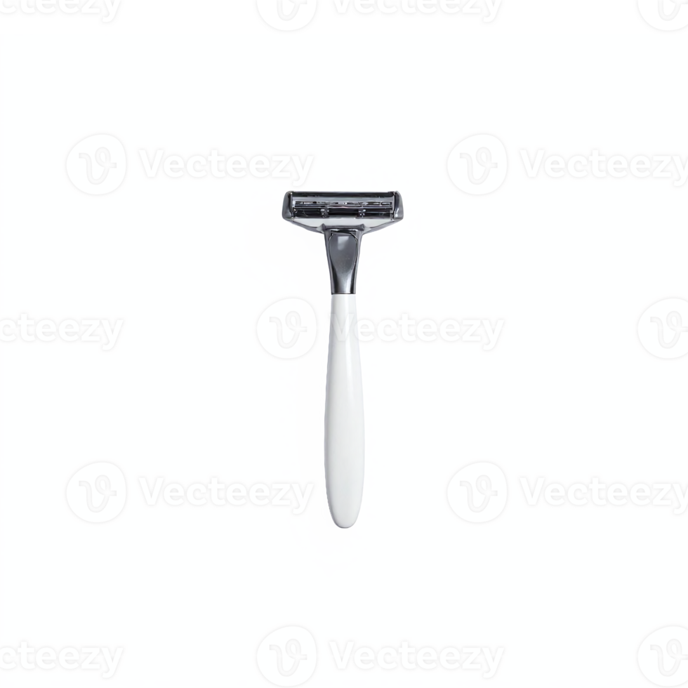 Classic Razor with White Handle for Shaving Grooming Personal Care Transparent Background Clipping Path png
