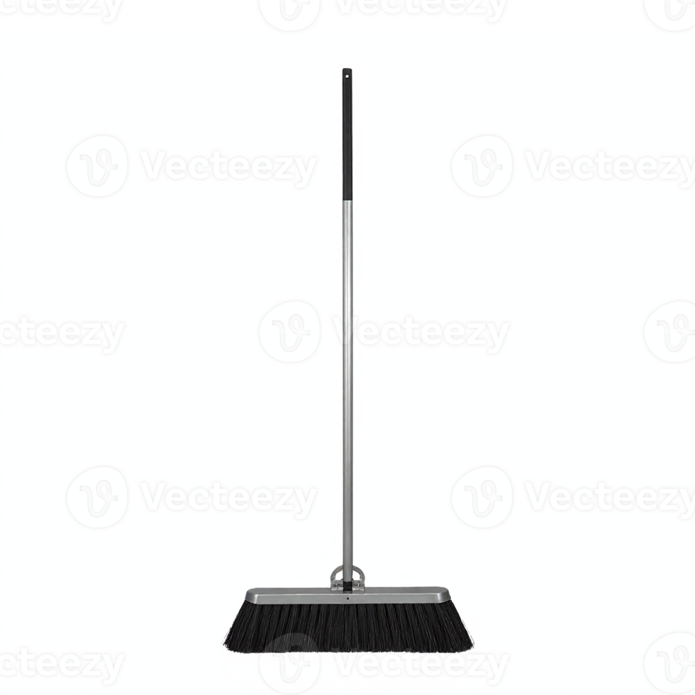 Black Bristle Floor Broom with Long Handle Cleaning Tool No Background Transparent png