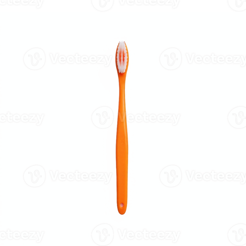 Orange Toothbrush with Soft Bristles on Blue Background with Transparent Clipping Path png