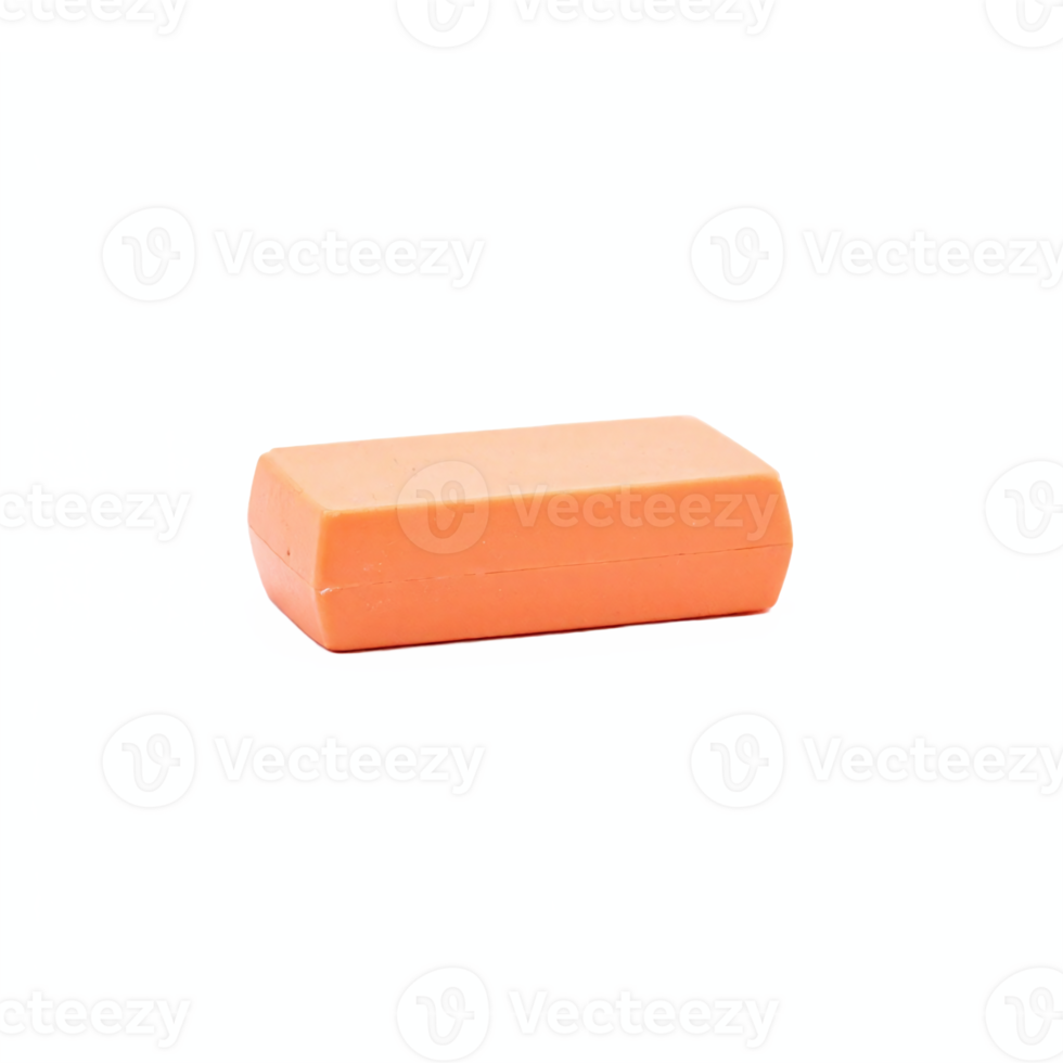 Orange Rectangle Eraser with No Background Transparent Clipping Path Clean Design for School Office Use png