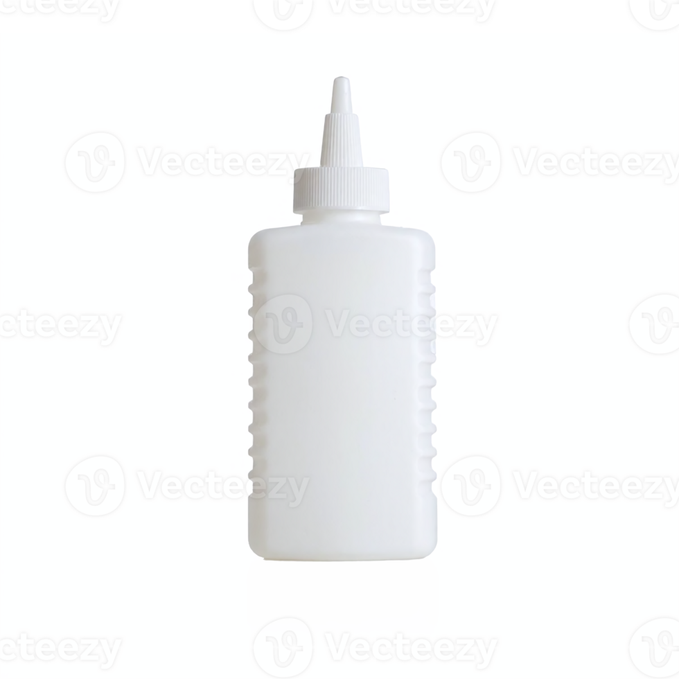 White Plastic Squeeze Bottle with Pointed Cap and Grip Sides on Transparent Background png