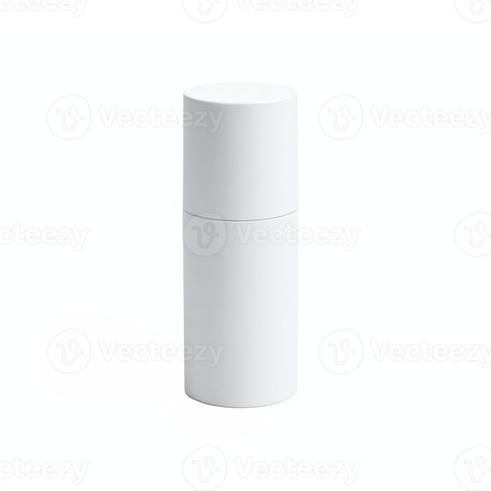 White Cylindrical Cosmetic Container with Cap Transparent Background Clipping Path png