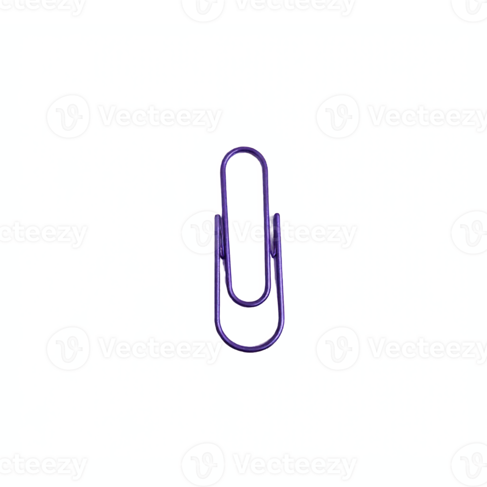 Purple Paper Clip Isolated on White Background with Transparent Clipping Path png