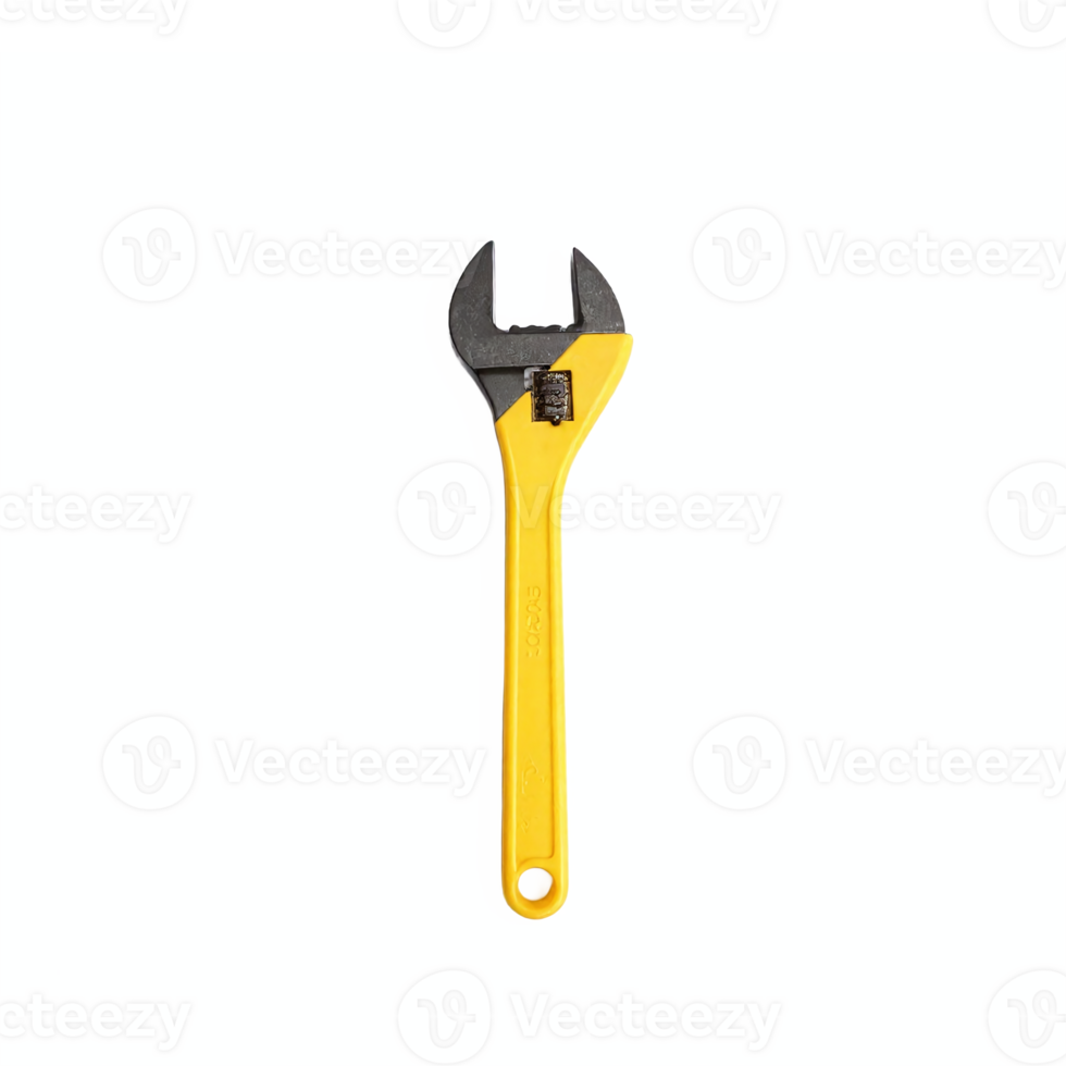Adjustable Wrench with Yellow Handle Hand Tool on Transparent Background Clipping Path png
