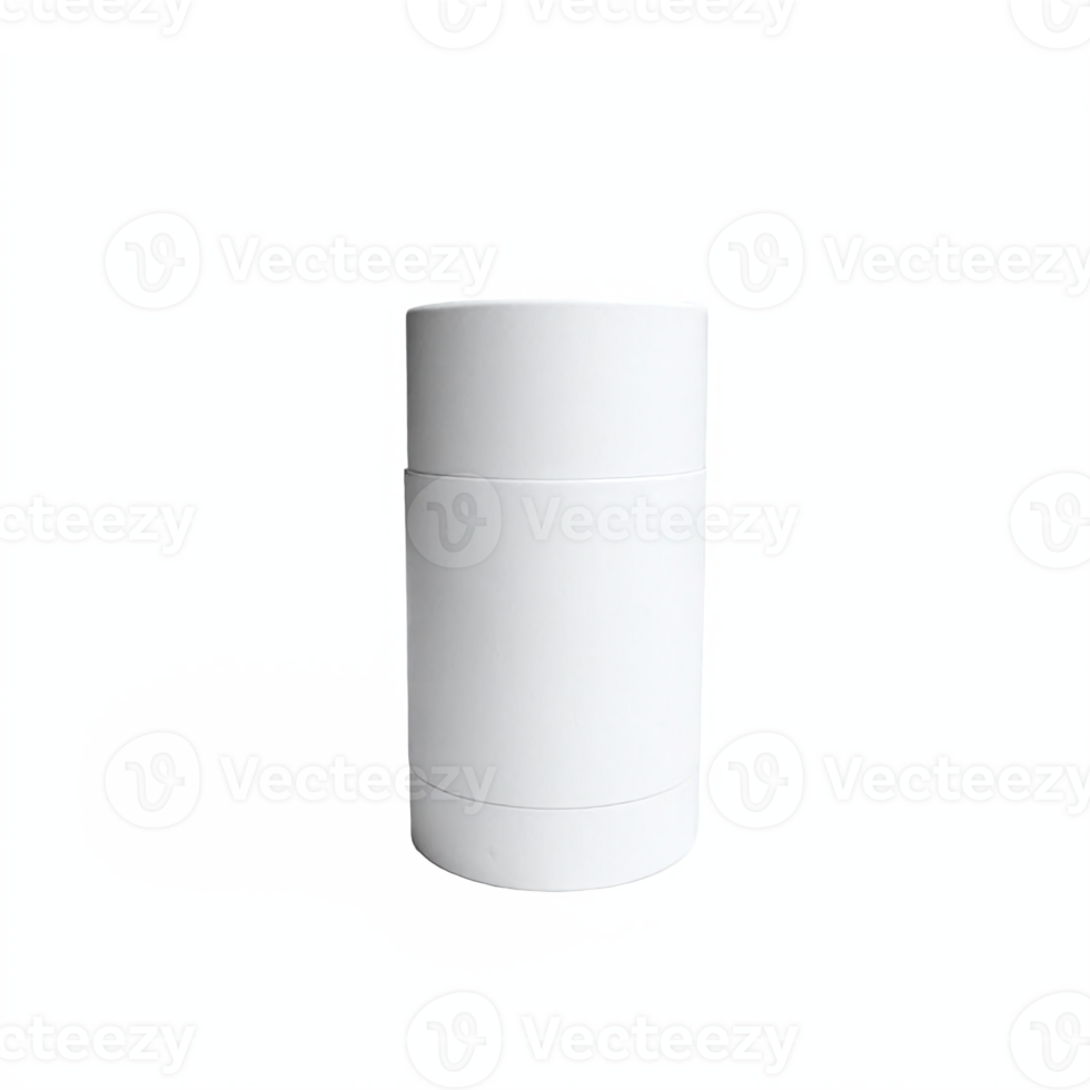 White cylindrical cardboard container with removable lid packaging isolated transparent background png