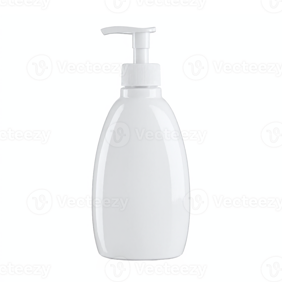 White Plastic Pump Bottle for Liquid Soap Lotion or Sanitizer with Transparent Background png