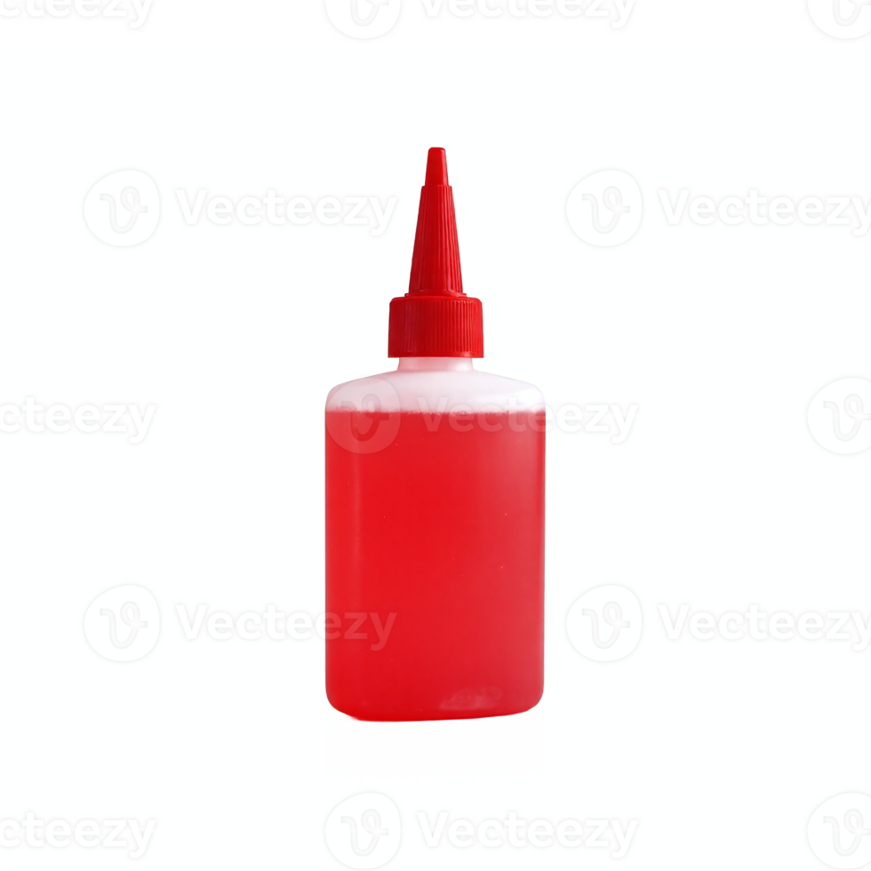 Red Glue Bottle with Pointed Applicator Cap Transparent Background Clipping Path png