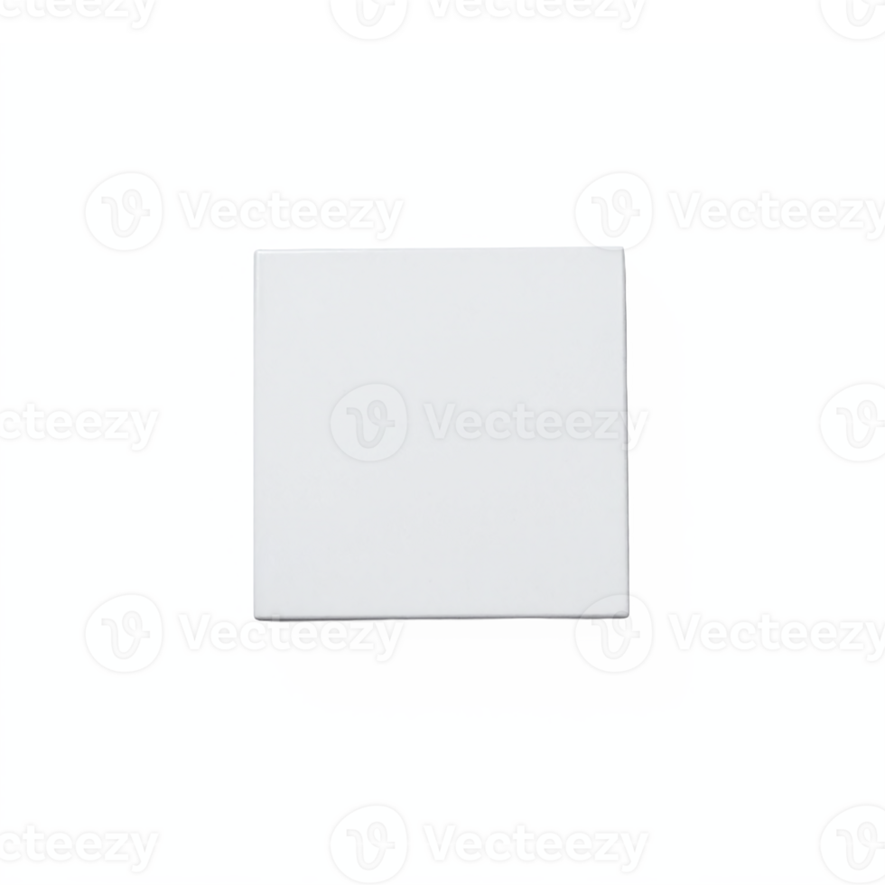 White Square Small Box Packaging with Shadow on Bright Blue Background Transparent Clipping Path png