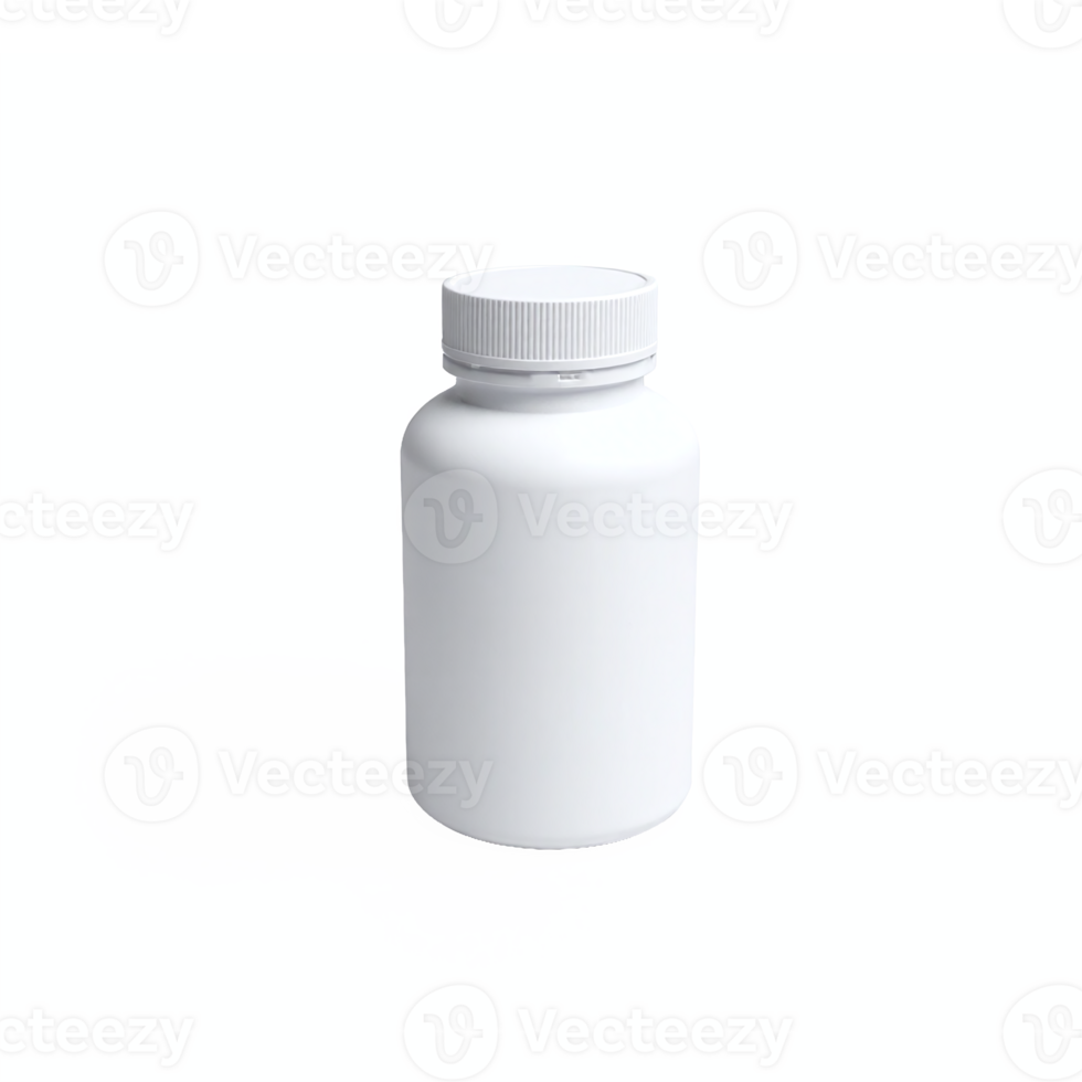 White Plastic Medicine Bottle with Screw Cap Transparent Background Clipping Path png