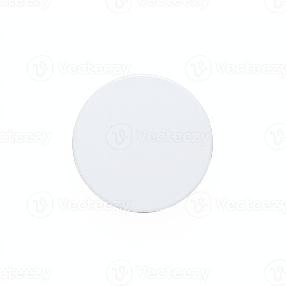 Round White Blank Container Cap Top View on Transparent Background Clipping Path png
