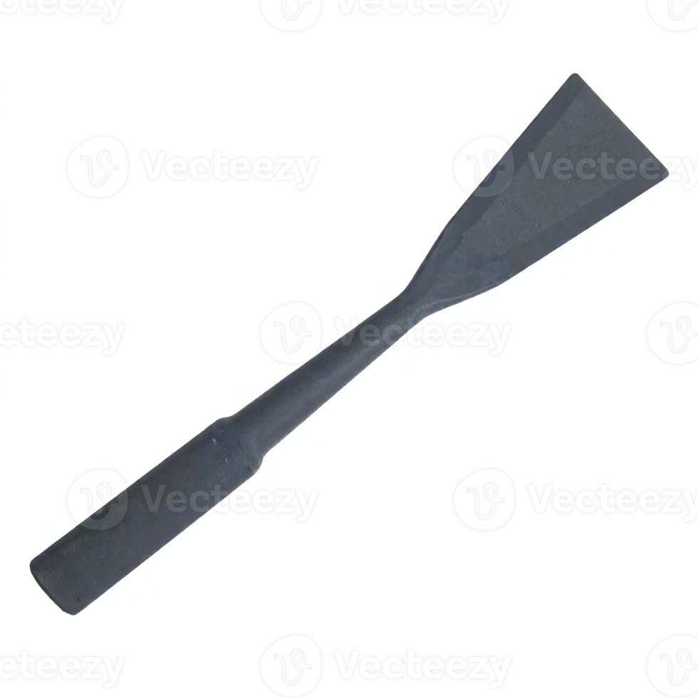 Black Metal Chisel Tool with Flat Wide Blade Handheld Isolated on Transparent Background png