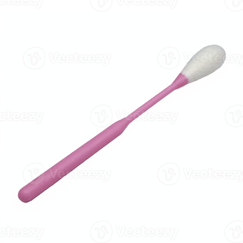 Closeup of Pink Swab with White Cotton Tip on Transparent Background Clipping Path png
