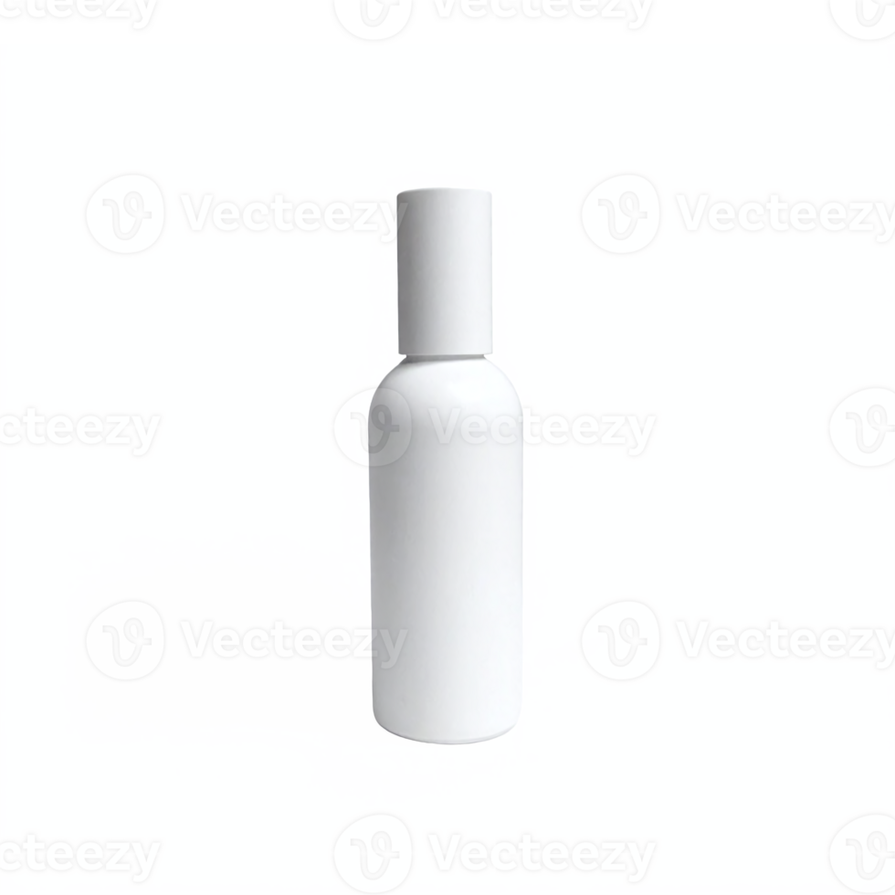 White Cylindrical Cosmetic Spray Bottle With Cap Transparent Background Clipping Path png