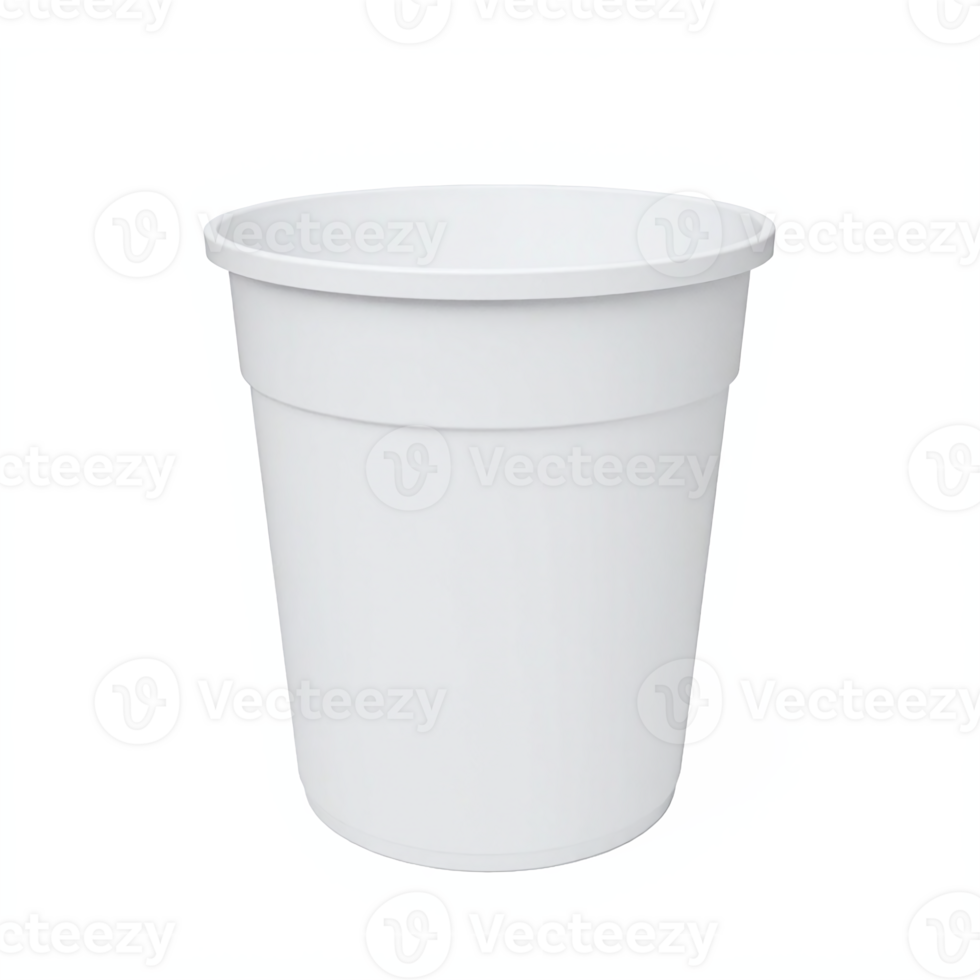 White Plastic Container Cup Empty Clean Disposable Food Storage Clear Background Clipping Path png