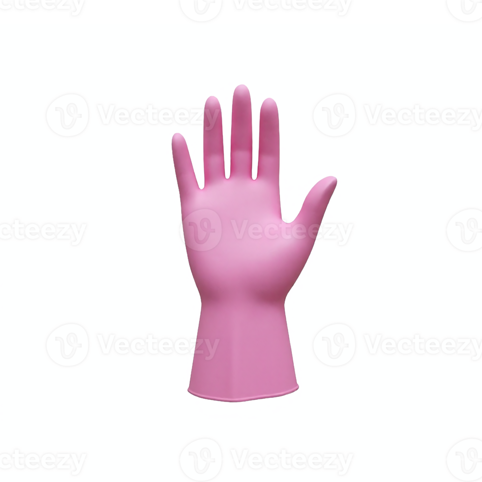 Pink Protective Cleaning Glove Isolated on Light Blue Background Transparent Clipping Path png