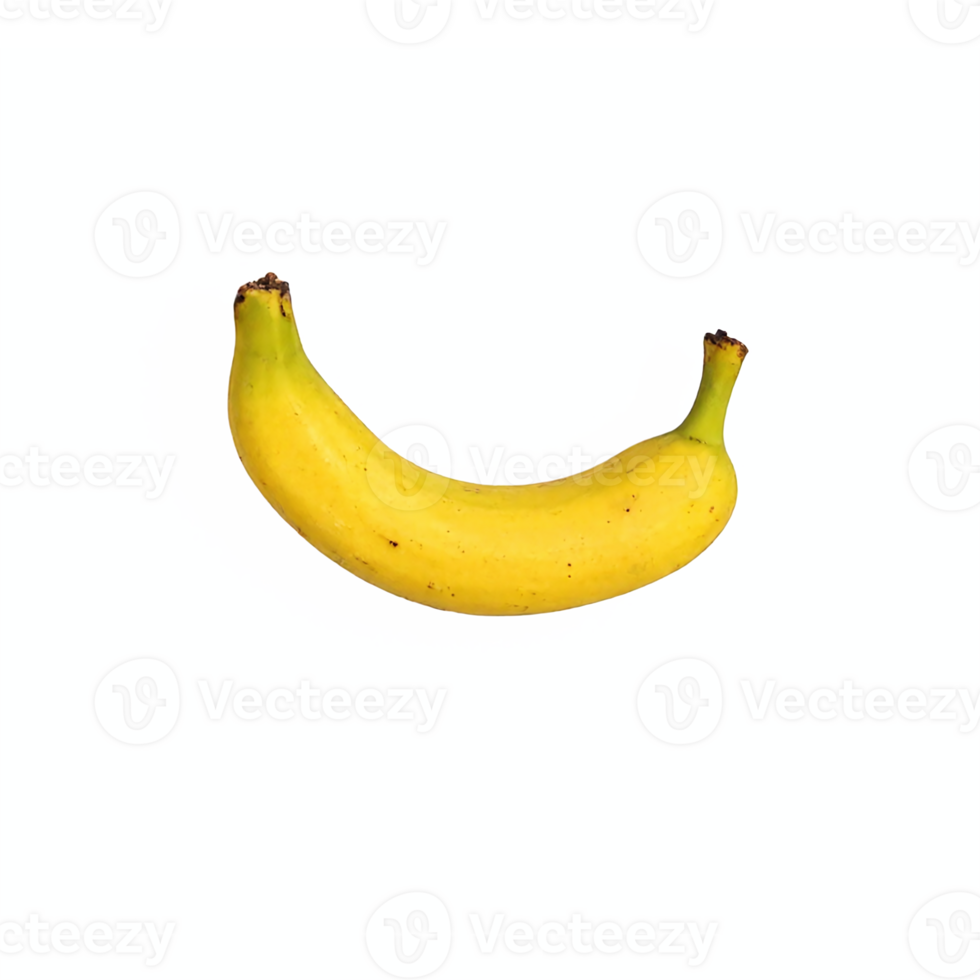 Ripe Yellow Banana with Shadow on Transparent Background Clipping Path png