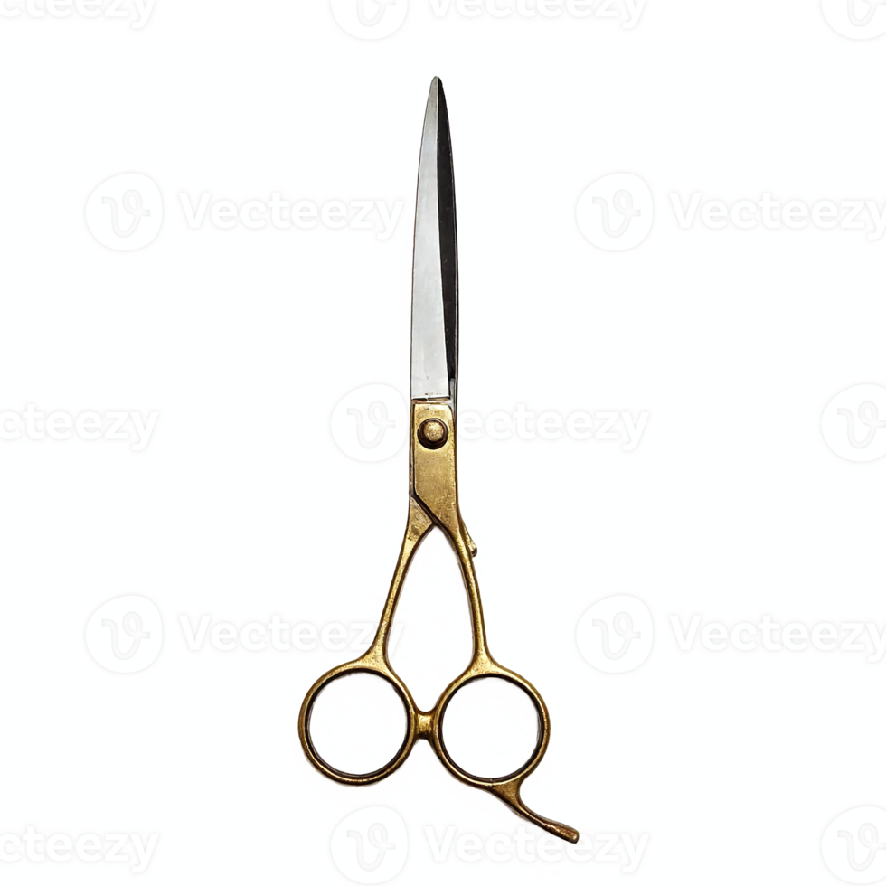 Gold Handle Hairdressing Scissors Opened Sharp Edges Stainless Steel Blades Transparent Background png