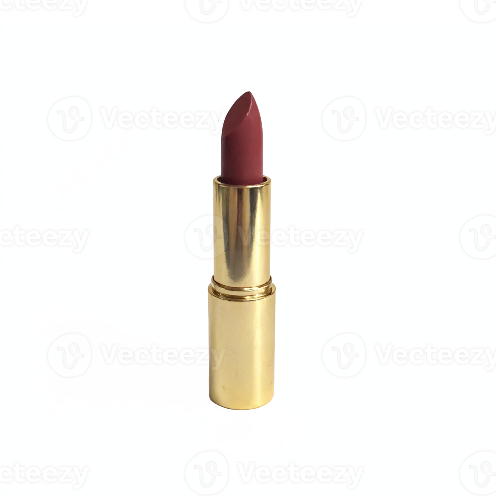 Brown Lipstick in Gold Case Makeup Beauty Cosmetic with Transparent Background Clipping Path png