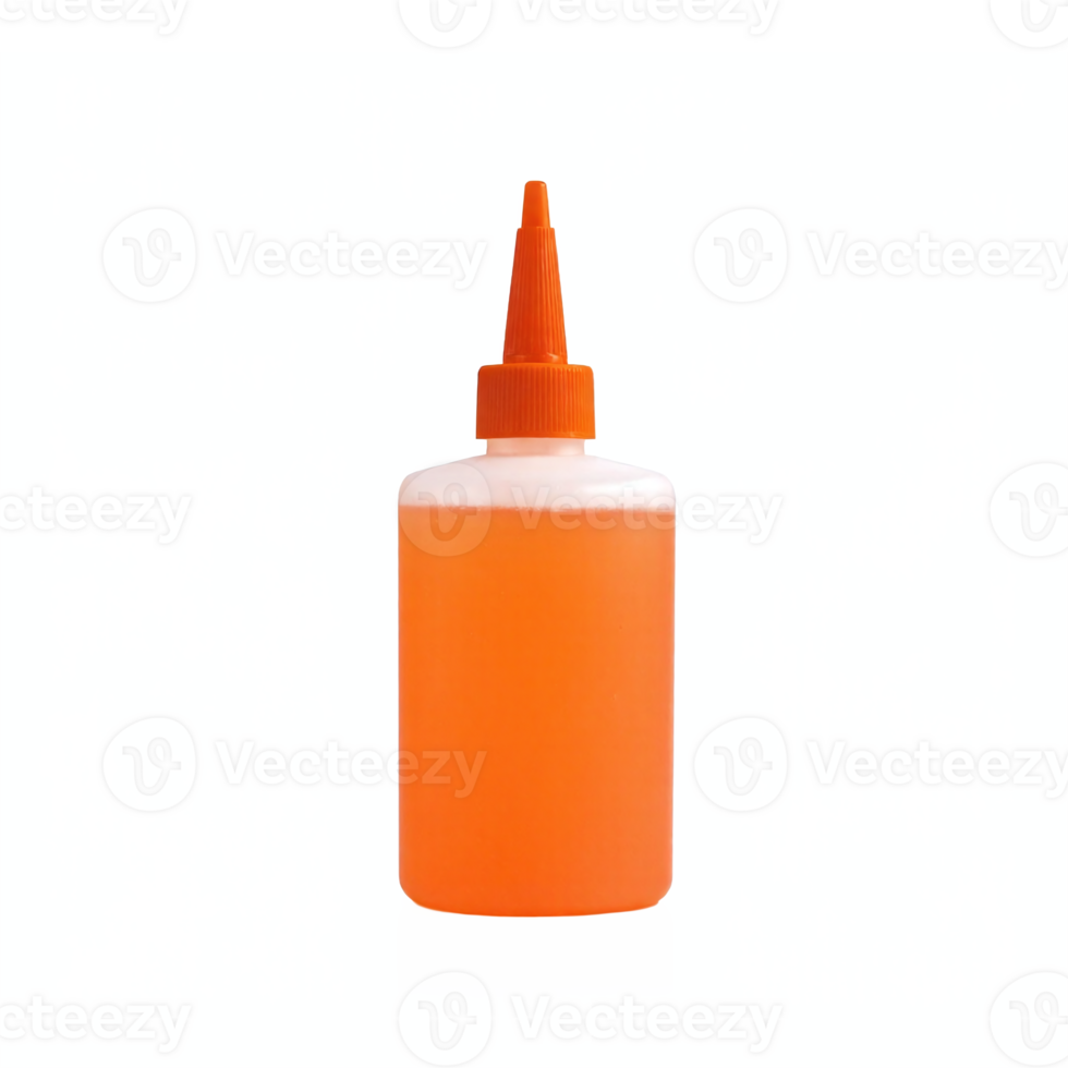Orange Plastic Glue Bottle with Pointed Cap for Precise Application Transparent Background png
