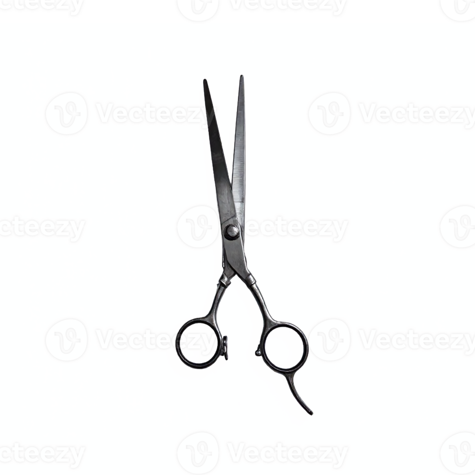 Professional Hair Cutting Scissors with Ergonomic Handles Isolated on Transparent Background Clipping Path png