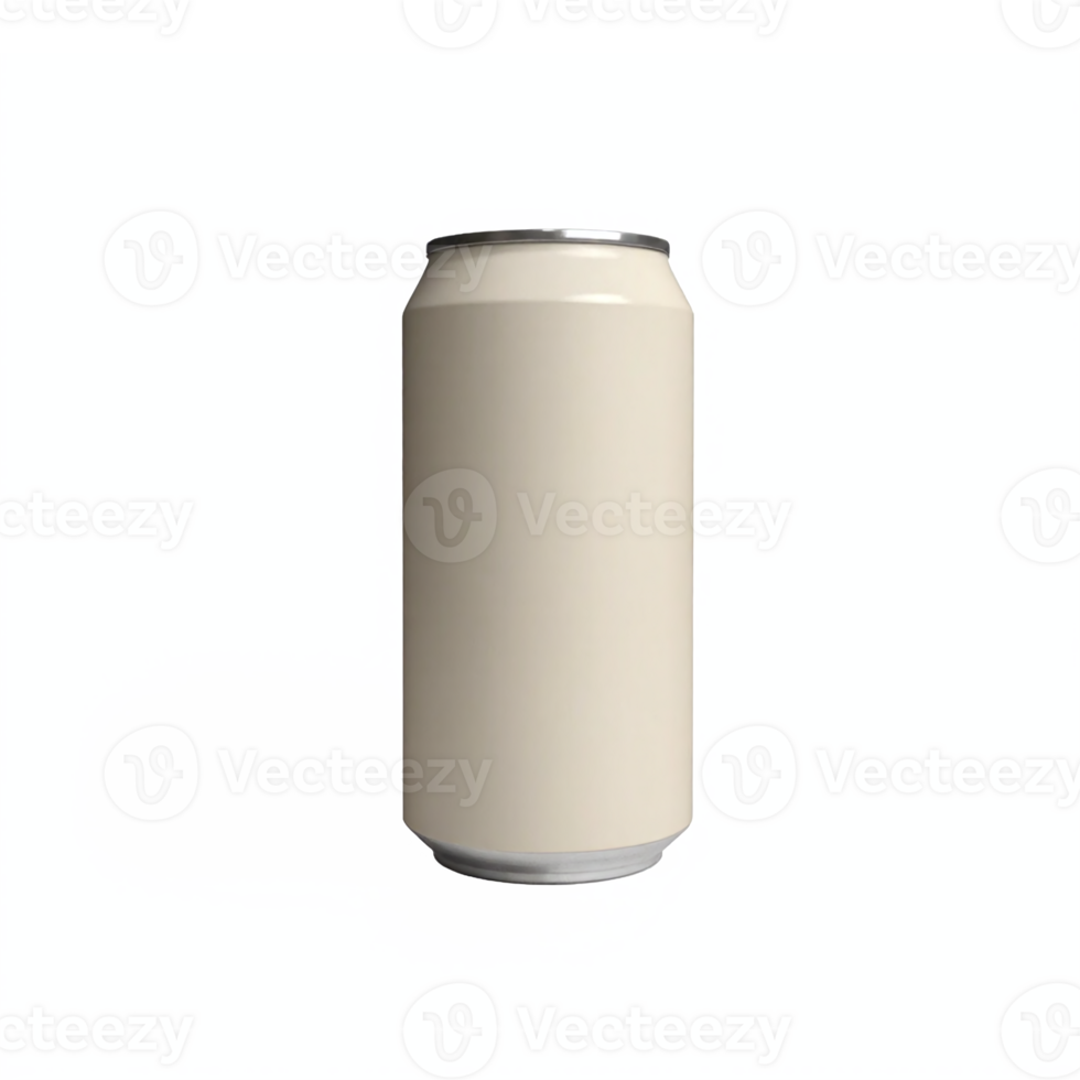 Plain Blank White Drink Can Mockup With Metallic Top And Bottom Transparent Background png