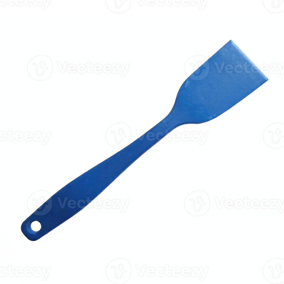 Blue Silicone Spatula Kitchen Cooking Utensil with Hole Handle Transparent Background Clipping Path png