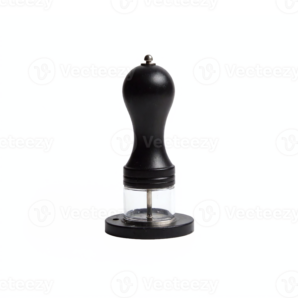 Black Pepper Grinder with Transparent Bottom and Stand Isolated on Transparent Background Clipping Path png