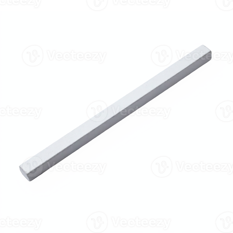 Long white rectangular chalk stick isolated on transparent background with clipping path png
