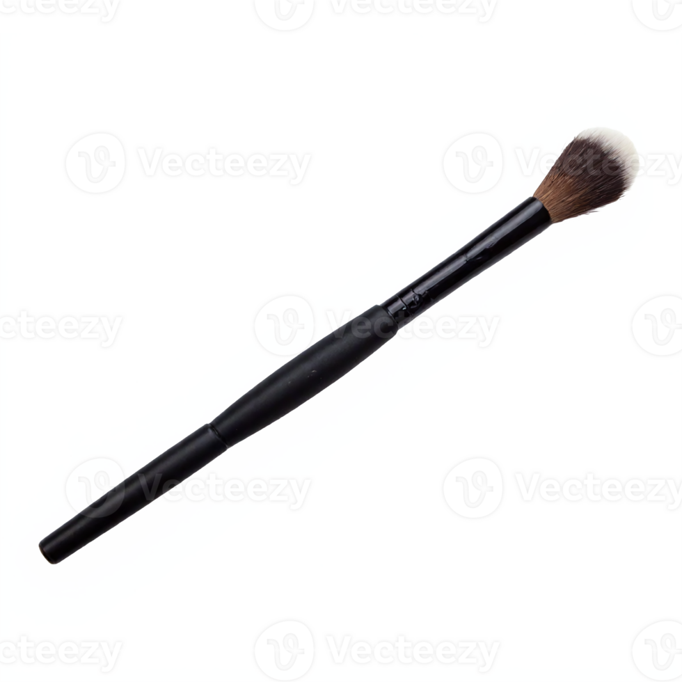 Makeup Brush with Black Handle Soft Bristles Cosmetic Applicator with Transparent Background png