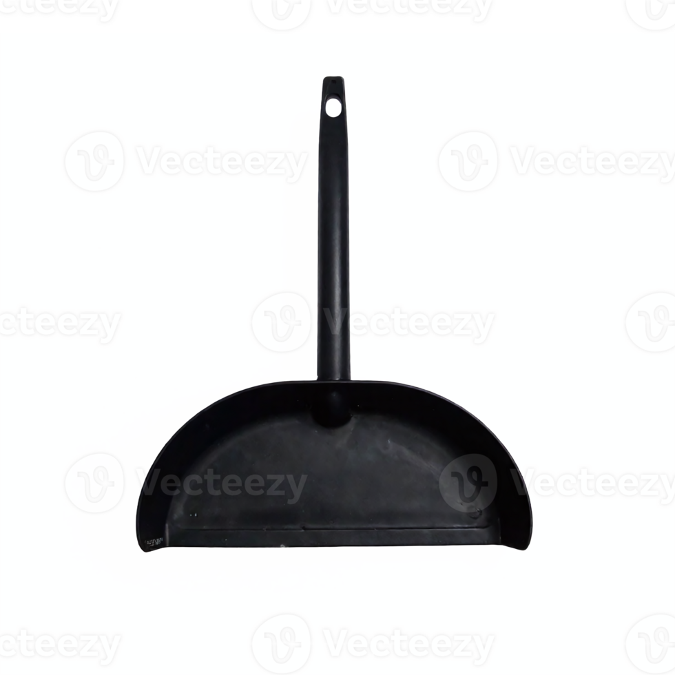 Black Plastic Dustpan with Handle Cleaning Tool Isolated on Transparent Background Clipping Path png