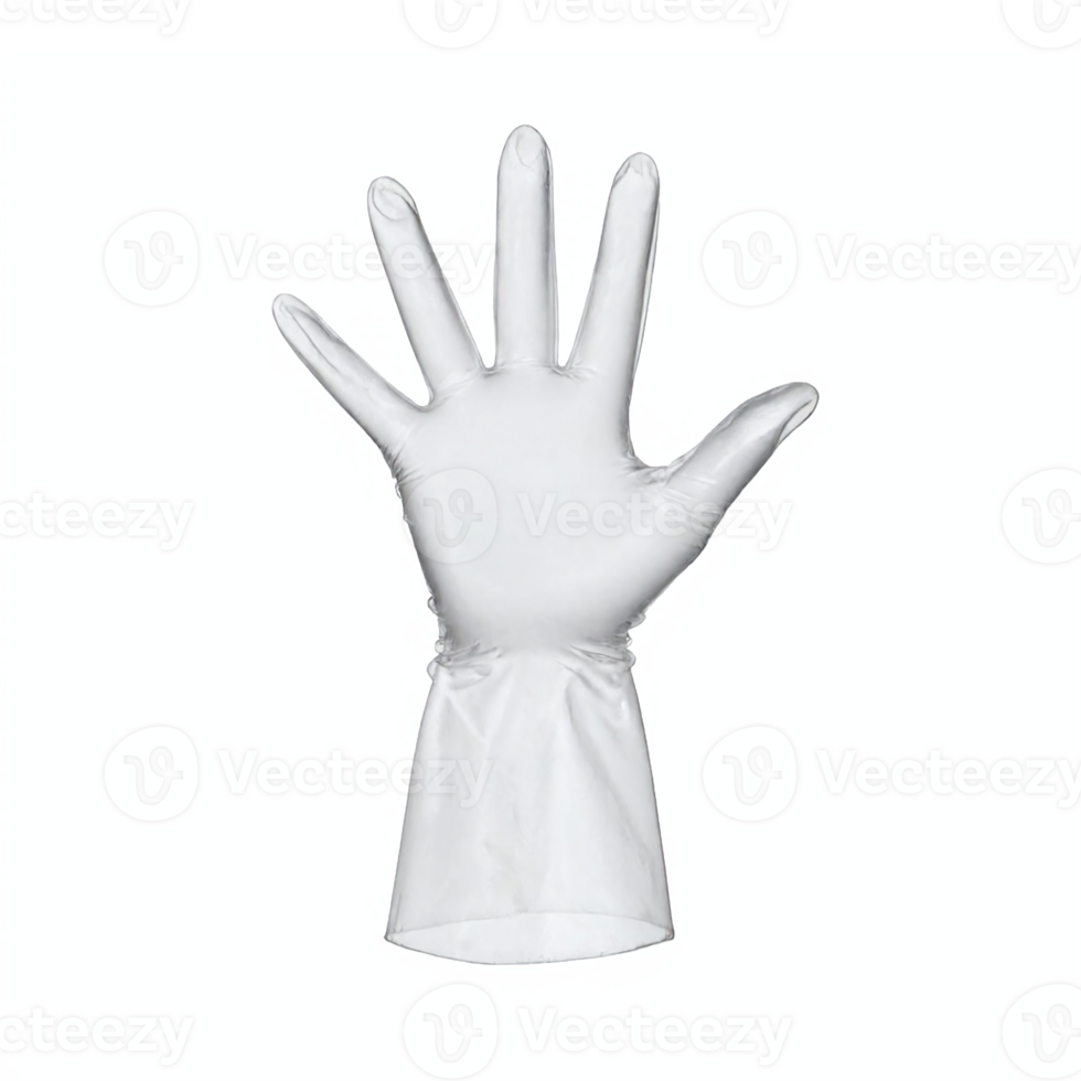 White medical glove open hand isolated on transparent background with clipping path png
