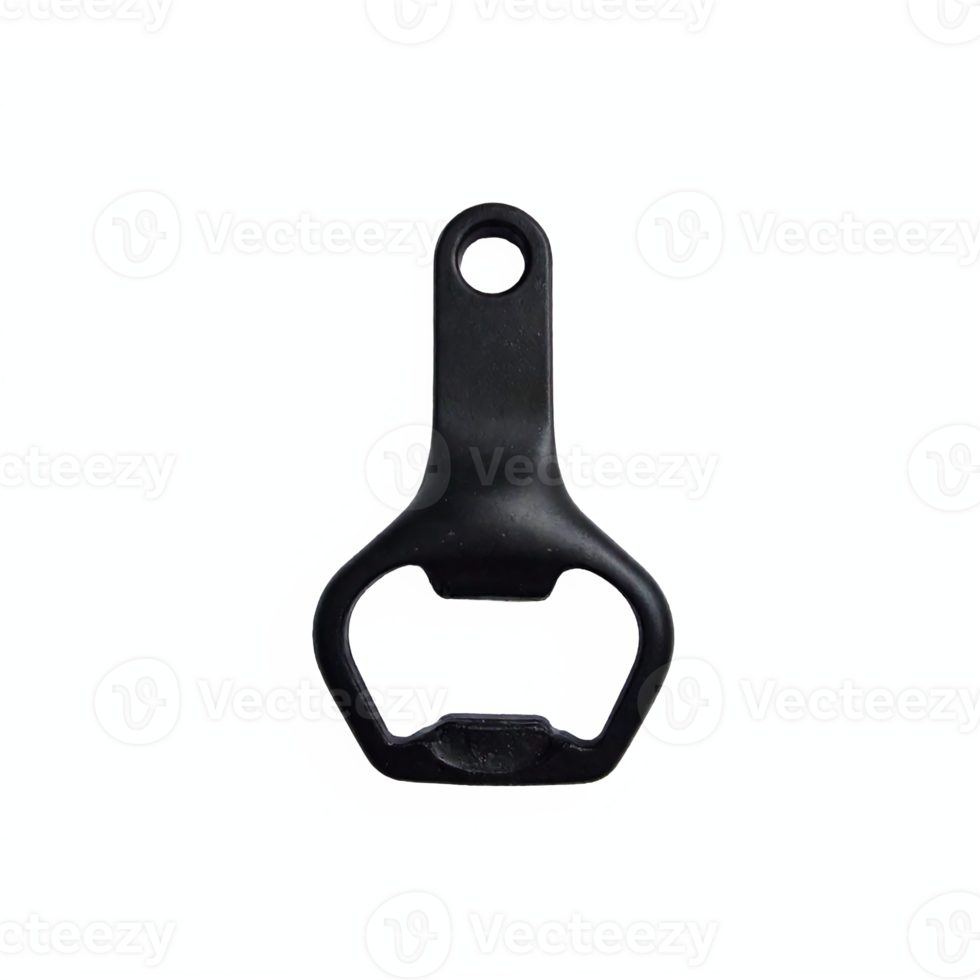 Black Bottle Opener Tool with Hanging Hole Isolated on Transparent Background Clipping Path png
