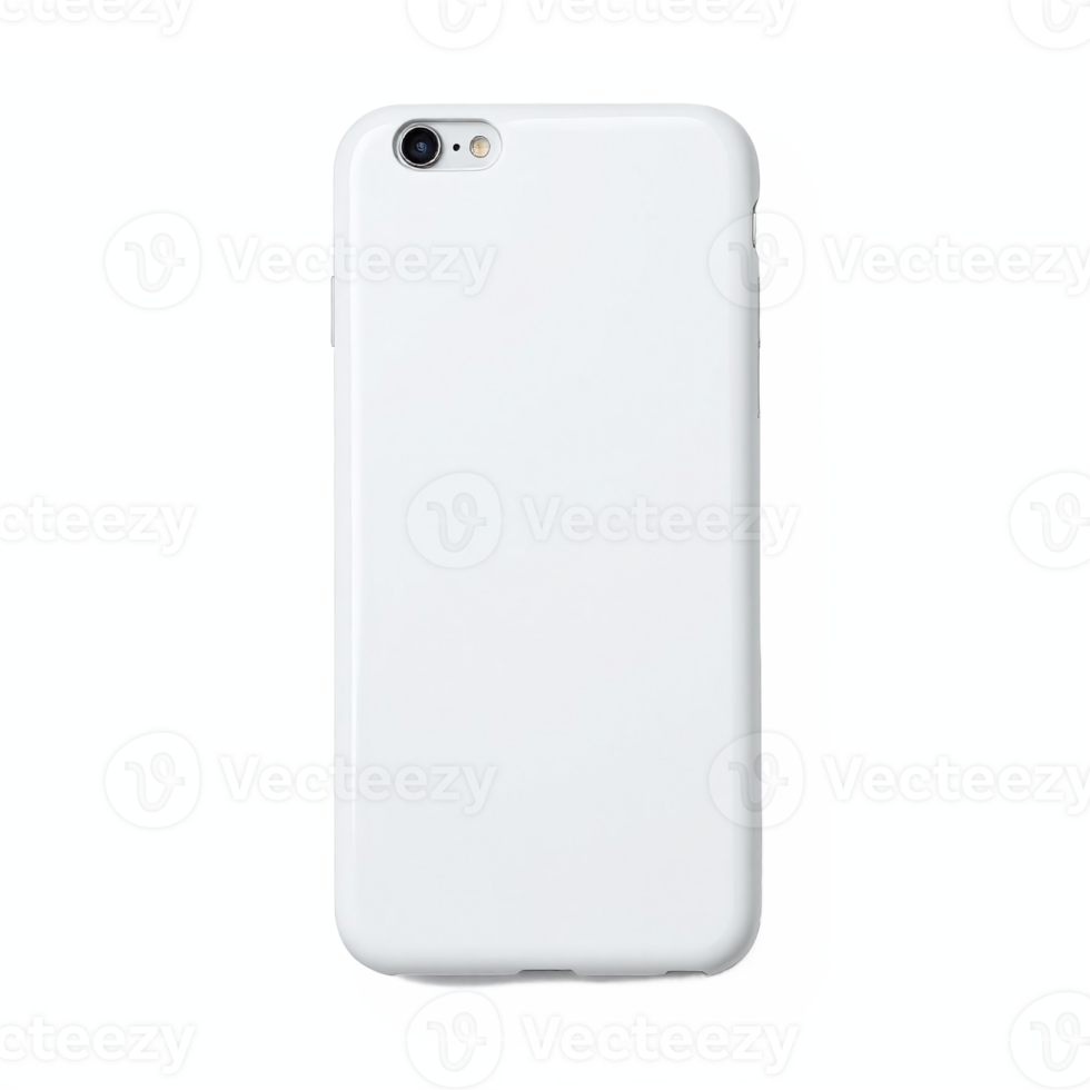 White Smartphone Protective Case Back View with Transparent Background Clipping Path png