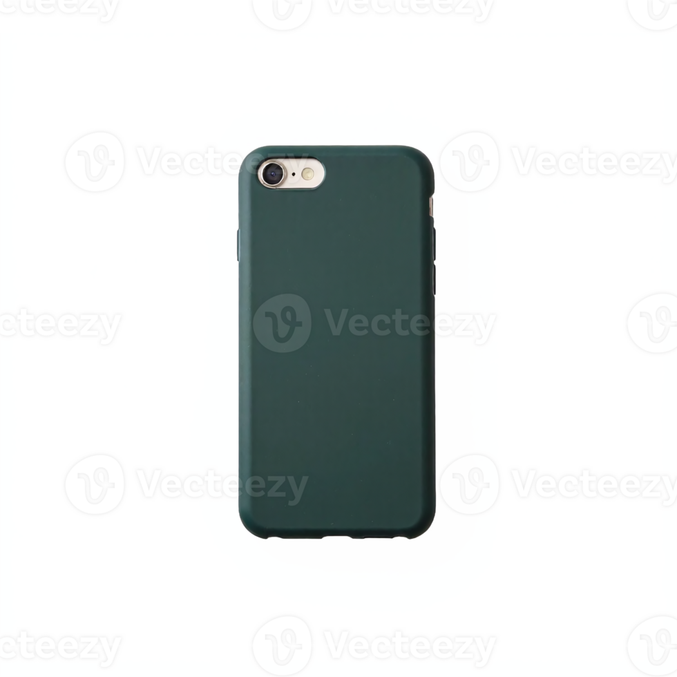 Dark Green Protective Smartphone Case Back View Isolated on White Background with Clipping Path png