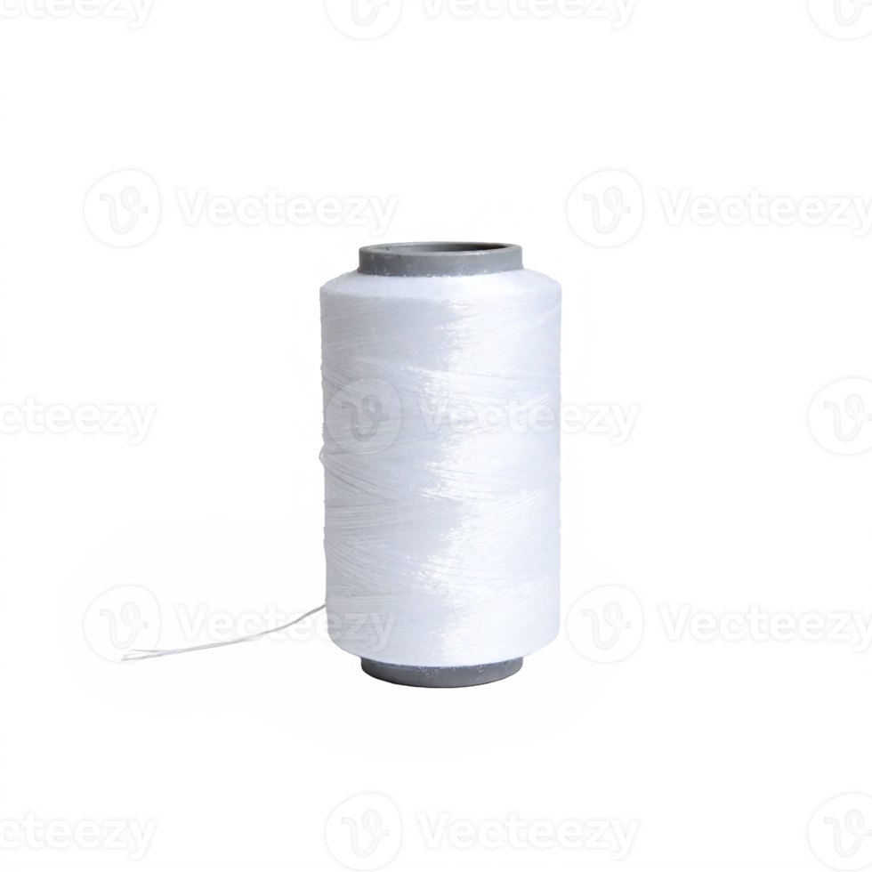 White Sewing Thread Spool with Loose End on Transparent Background Clipping Path png