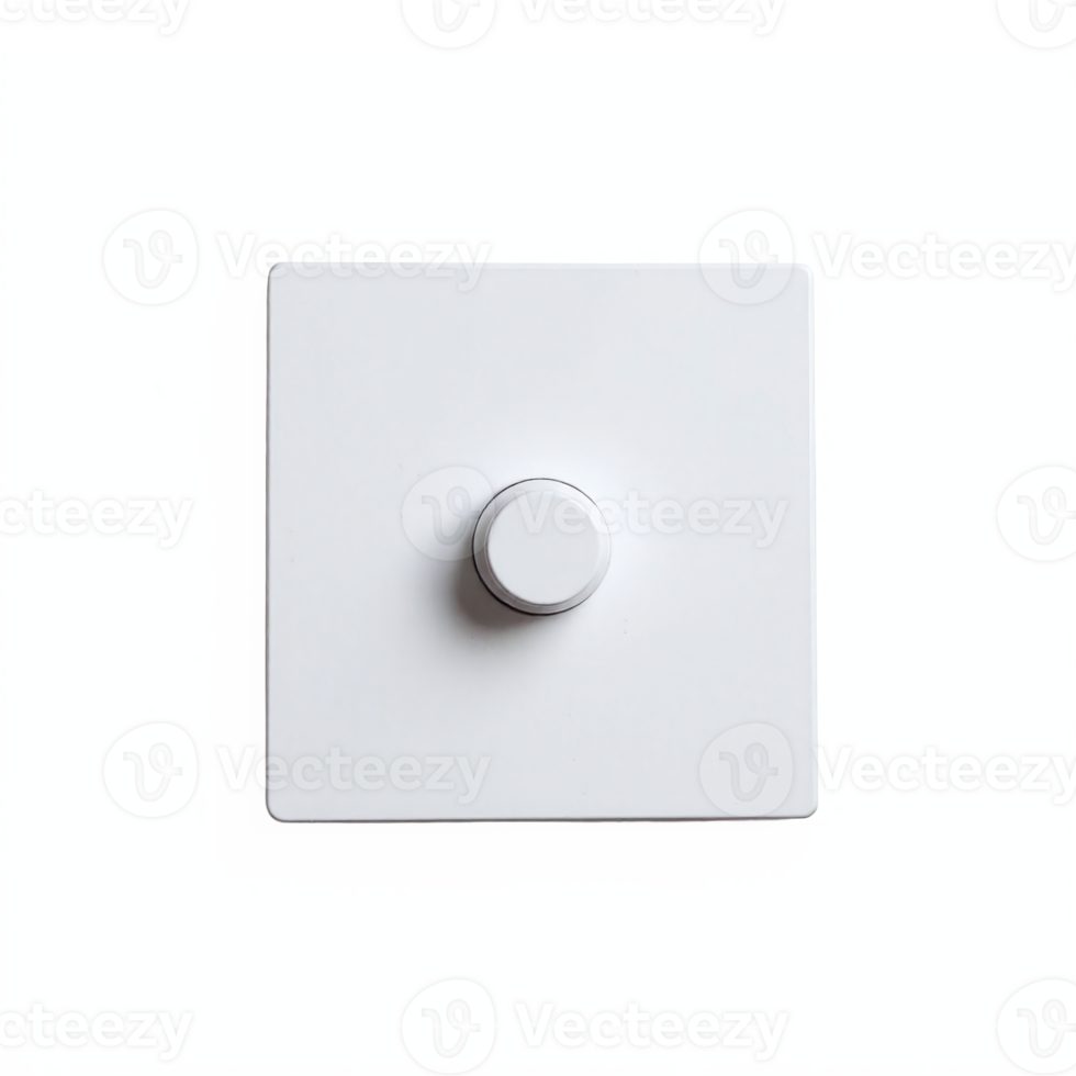 White Rotary Dimmer Light Switch on Blue Background with Transparent Clipping Path png