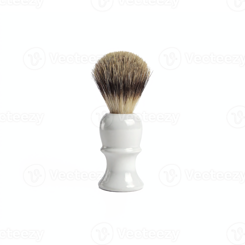 Shaving Brush with White Handle and Soft Bristles Isolated on Transparent Background Clipping Path png