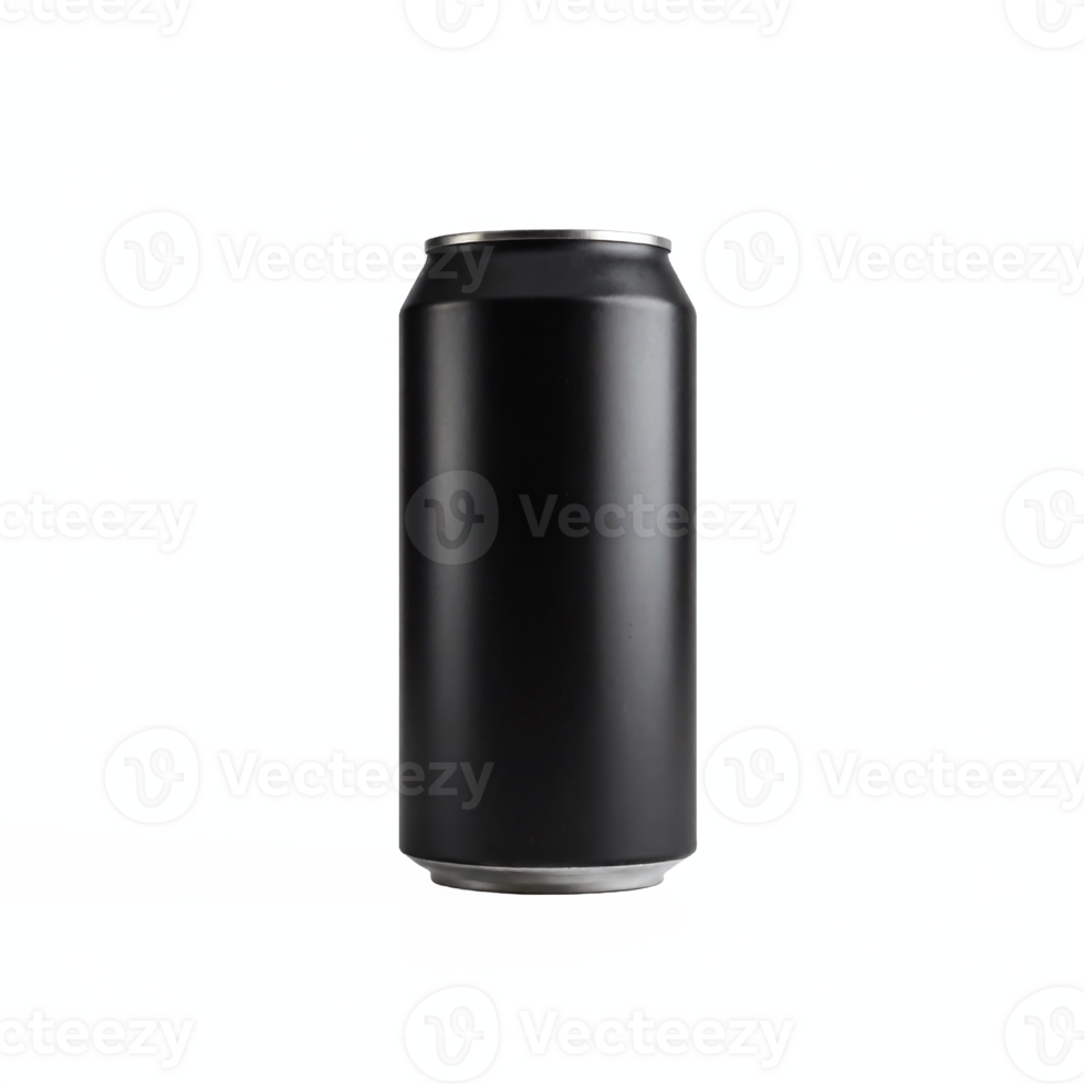 Black Metallic Drink Can with No Label Isolated on Transparent Background with Clipping Path png