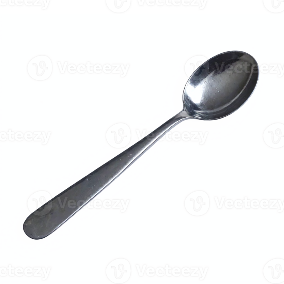Stainless Steel Spoon with Smooth Handle and Oval Bowl on Transparent Background Clipping Path png