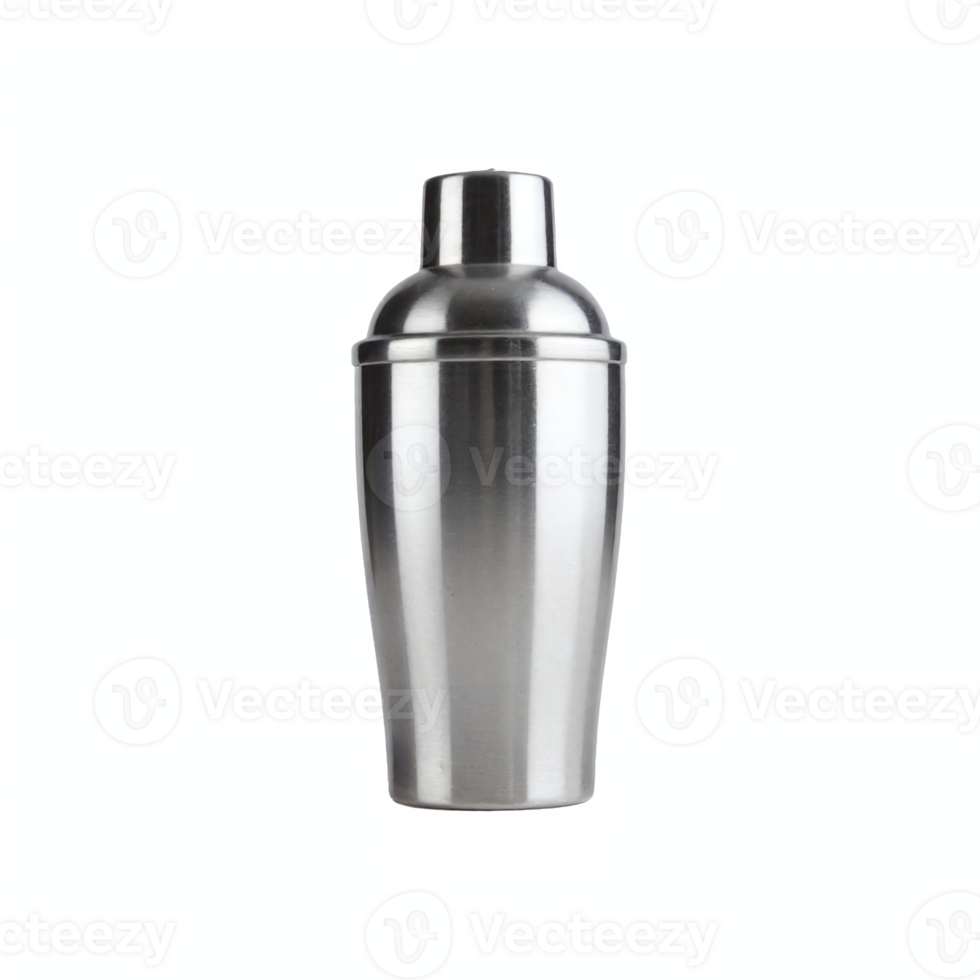 Stainless Steel Cocktail Shaker with Lid Isolated on Transparent Background Clipping Path png