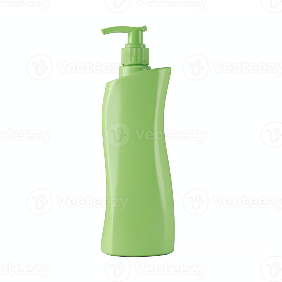 Green Plastic Pump Bottle for Liquid Soap Lotion or Shampoo with Transparent Background Clipping Path png