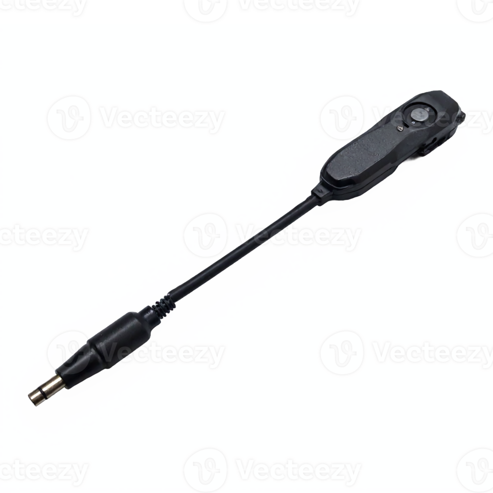 Black Inline Switch Cable with Plug Power Control Button on Transparent Background Clipping Path png