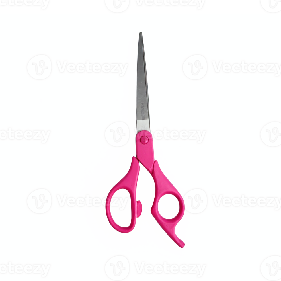 Pink Handle Scissors with Stainless Steel Blades on Transparent Background Clipping Path png