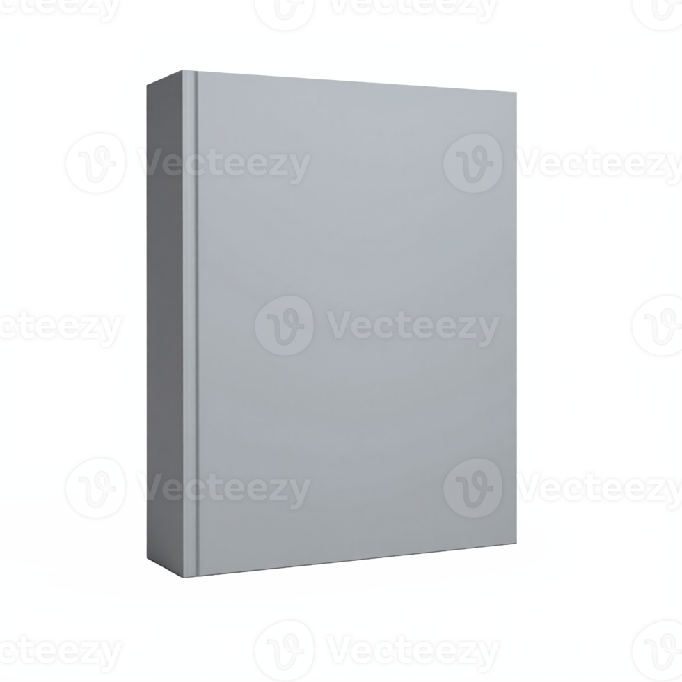 Gray Hardcover Book Standing with Transparent Background Clipping Path Plain Cover Template png