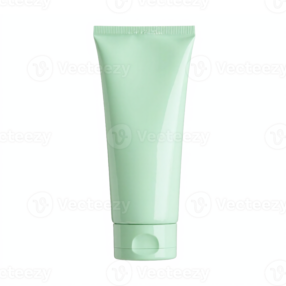 Blank Cosmetic Tube Container with Flip Cap Green Packaging Transparent Background Clipping Path png