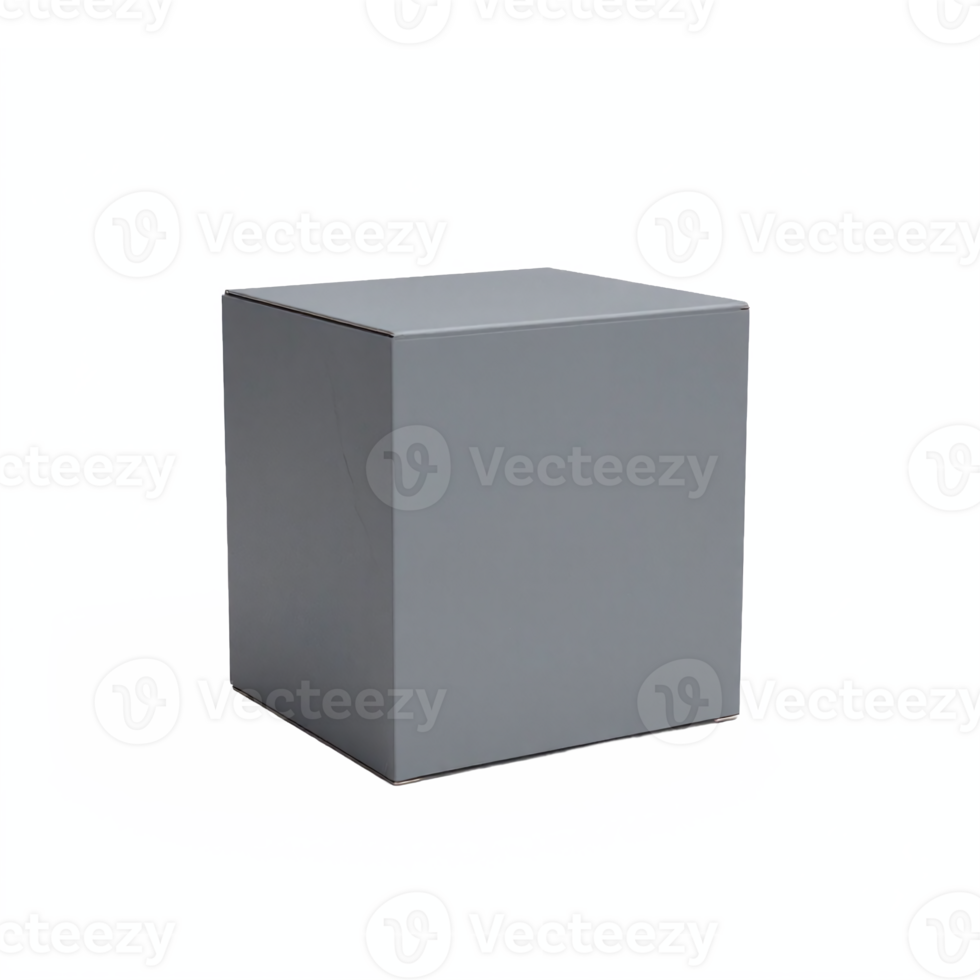 Gray Cube with Plain Surface on Transparent Background Clipping Path for Packaging Mockup png