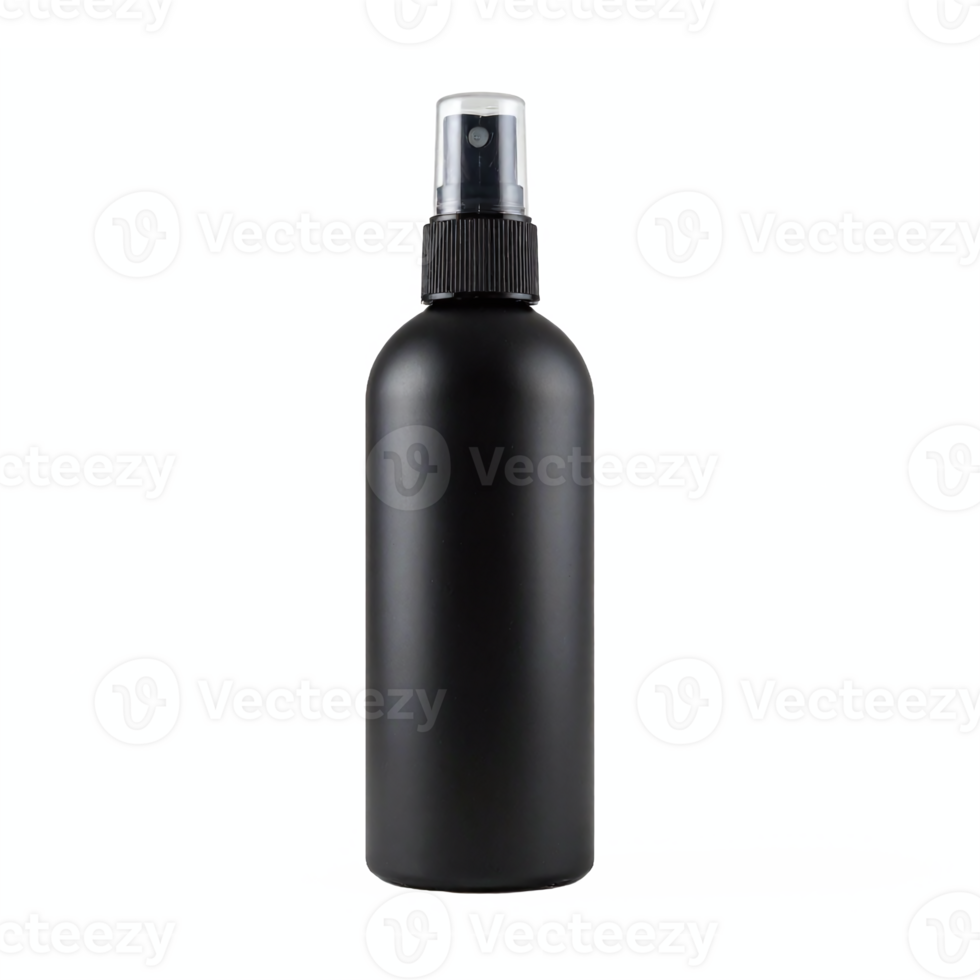Black Plastic Spray Bottle with Transparent Cap for Cosmetic or Cleaning Product Packaging Transparent Background png