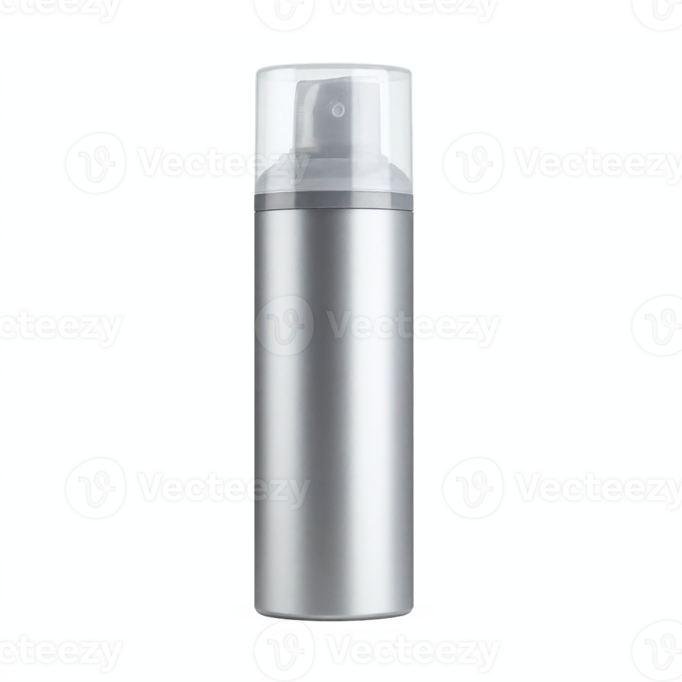 Silver Spray Bottle With Transparent Cap Isolated On Blue Background Clipping Path Included png